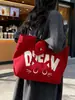 Versión Coreana del Bolso de Lona Ins de Dibujos Animados para Mujer 2025 Nuevo de Gran Capacidad Versátil para Estudiantes, Clases y Viajes al Trabajo Bolso Tote de Hombro