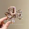 Pinza para el Cabello de Cristal Rosa de Alta Gama, Pasador Exquisito de Pedrería Estilo Francés, Pinza de Tiburón para Recogido Parcial en la Parte Posterior de la Cabeza, Venta al por Mayor