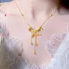 Nuevo Collar Colgante para Mujer con Lazo Dorado Libre de Color de Larga Duración