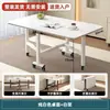 Mesa plegable moderna y gruesa para espacios pequeños, no requiere instalación, escritorio rectangular con ruedas, hecho de madera de ingeniería prensada