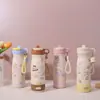Nueva taza termo de acero inoxidable 316 con diseño de dibujos animados, taza de agua de gran capacidad con pajilla para doble bebida, taza de agua portátil para estudiantes, personalizable