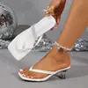 Calzado transfronterizo europeo y americano, chanclas de verano, sandalias de tacón alto, tallas grandes, colección 2026, tacones altos de tira fina, venta al por mayor, tallas grandes