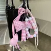 Llavero Miu Creativo de Lazo de Tela Rosa DIY Lindo Exquisito Colgante para Mochila Escolar Colgante para Teléfono Móvil