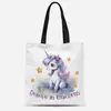 Bolsa de Lienzo con Estampado de Unicornio en Acuarela Transfronteriza Bolsa Tote Amazon Bolsa para el Trabajo Venta Directa de Fábrica