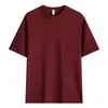 Camiseta de Hombro Caído 230g, Costura Triple Ajuste Holgado, Color Sólido Versátil, Cuello Redondo, Manga Corta, Camiseta Blanca Unisex, Capa Base