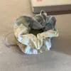 Accesorios para el Cabello Azul Lavanda-Morado, Ligas para el Cabello de Estilo Coreano con Diseño Floral a Cuadros y Bloques de Color, Scrunchies con un Toque Dulce Vintage de Alta Gama