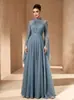 Vestido largo de cuello alto para mujer, color liso, plisado, para noche, estilo europeo y americano transfronterizo, 2026