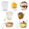En stock taza cuadrada taza redonda múltiples tazas de postre taza para pudín taza para mousse plato cuchara de plástico desechable Amazon