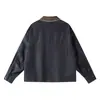 Ropa Vintage Yidao 2026 Otoño Nuevo Estilo Bloques de Color Parche en el Cuello Chaqueta de Mezclilla para Hombre Retro Holgada Cuello de Solapa Abrigo