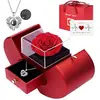 Collar con forma de corazón 100 idiomas transfronterizo, regalo de San Valentín y cumpleaños para novia, caja de joyería de flor eterna, caja de flores