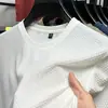 Fabricantes directos camiseta fina de bambú y seda de hielo para hombre manga corta verano elástica ajustada cómoda sensación fresca top casual moda