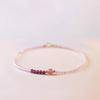 Pulsera de Cristal Blanco Fresa Ultra Fina de 3 mm para Mujer con Cuentas de Transferencia de Oro de 14k Diseño de Verano Ultra Fino Nicho Hecho a Mano