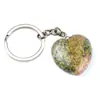 Llavero de Cuarzo Rosa Natural Piedra Preciosa Cristalina Colgante de Corazón de 30 mm Corazón con Forma de Corazón Corazón de Melocotón Colgante de Piedra Natural Fabricante Transfronterizo