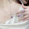 Versa joia de alta qualidade rubi terno de alta qualidade feminino banhado a ouro diamante microincrustado moda cara moda cara colar