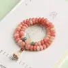 Pulseira de Sementes de Bodhi Rosa Flor de Pessegueiro Natural Estilo Montanha Putuo para Mulheres, Contas de Oração de Raiz de Bodhi, Contas de Oração Colecionáveis