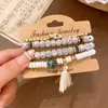 Conjunto de Pulseras Elásticas Redondas de Cuerda de Algodón Acrílico con Abalorios de Pedrería Transfronterizo Europeo y Americano Pulseras de Estilo Étnico Joyería de Mano Versátil
