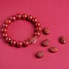 Pulsera de Cinabrio Crudo con Arena de Cristal Translúcido, Amuleto Guardián Mini para Hombres y Mujeres, Joyería de Regalo para el Año Zodiacal al por Mayor
