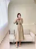 Vestido Saia Grande com Cadarço Cintura Estreita Estilo Coreano Chic para Mulheres 2026 Outono Nova Chegada Comprimento Médio Emagrecedor Elegante Saia