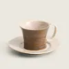 Juego de taza y platillo para café pintado a mano, taza de cerámica de alta estética, taza de oficina, exquisita taza de nicho para latte, taza de té floral