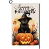 Bandera de Jardín de Halloween Lino Impresa Doble Cara Bandera para Patio Bandera de Jardín Decoración Festiva Fiesta de Carnaval Bandera de Bienvenida