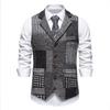 Chaleco Casual Nuevo para Hombre Transfronterizo 2025 Retro Color Contraste Solapa Tweed Espiguilla Chaqueta Chaleco para Hombre