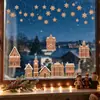 Festival de Navidad Estilo Múltiple Casas de Navidad Pueblo Pegatinas para Ventanas Vidrio de Escaparates Puertas de Cristal Decoración para el Hogar Pegatinas Electrostáticas para Vidrio