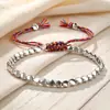 Pulseira de fio de texto tecida à mão com joias explosivas transfronteiriças, pulseira de contas de cobre em forma, cordão de mão com borla de puxar criativa