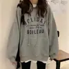 Moletom fino com capuz para mulheres, outono 2026, forrado com fleece, corte solto, estilo coreano, moderno, dropshipping disponível
