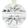 Colgante Redondo de Madera Nuevo para Navidad Transfronterizo con Fotos 2025 Decoraciones Colgantes para Árbol de Navidad de Recién Casados