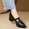 Zapatos retro estilo francés de piel suave Mary Jane con suelas gruesas y tacones robustos, una nueva colección primavera/otoño, versátiles zapatos de tacón bajo con punta fina para el trabajo, tacones altos para mujer