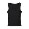 Estilo europeu e americano sólido cor redonda pescoço slim-fit curto colete feminino verão quente menina sexy peito oco colete pequeno top