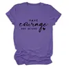 Tenha coragem de vaca e coração pequeno T-shirt feminina redonda europeia e americana Amazon transfronteiriça casual solta de manga curta