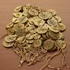 Pingente antigo de cobre com corda de cânhamo, moedas de cinco imperadores dez imperadores, artesanato de dinheiro de cinco imperadores de cobre e latão, atacado