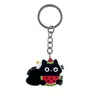 Al por mayor del fabricante colgante divertido de gato negro parche de dibujos animados de goma blanda de PVC llavero accesorio para llave de bolsa DIY