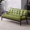 Sofá individual de cuero minimalista moderno nórdico de madera maciza de tres plazas para cafetería, sofá de dos plazas para sala de estar para espacios pequeños