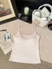 Camisola Rayada Básica Versátil con Cuello Cuadrado, Botones y Copas Integradas, Top Amigable con la Piel, Sexy y a la Moda con Hermoso Diseño en la Espalda