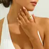 Joyería de Moda Transfronteriza Europea y Americana Personalidad Diseño de Nicho Set de Anillos de Acero de Titanio Anillo Abierto de Circonita de Gama Alta