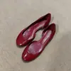 Zapatos Planos para Mujer Chuyuji Estilo Retro Francés Rojo Poco Profundos Slip-On Moda Versátil Punta Redonda