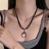 Collar con Colgante de Cuerno de Luna Tejido Estilo Étnico Retro Europeo y Americano Cadena para Clavícula Sencilla de Nicho Joyería de Alta Calidad
