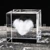 Adorno de Escritorio Cubo de Cristal Cuadrado Luz Nocturna Luminosa Palabras Grabadas en 3D Decoración Creativa Regalo de Cumpleaños para Pareja