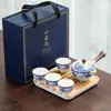 Infusor de Chá para Preguiçosos em Cerâmica Barro Preto Conjunto Automático de Chá Conjunto Pequeno Pote Portátil de Viagem com Alça Lateral Bandeja de Chá Chá Gongfu