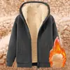 Sudadera cálida de invierno con forro polar engrosado para hombres y mujeres, chaqueta casual holgada para parejas, conjunto de 2 piezas