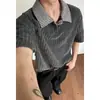 Camisa Polo de Espiga Estilo Americano de Manga Corta para Hombre, Camiseta Casual de Verano de Cuadros de Alta Gama con Cuello, Manga Media Cleanfit