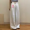Diseño Jeans Blancos Plisados de Pierna Ancha Sueltos para Mujer Cintura Alta Adelgazantes Pantalones Rectos de Pierna Ancha