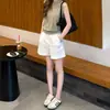 Shorts Brancos Femininos Verão Finos Tamanho Grande Plus Size MM Cintura Alta Soltos Emagrecedores Perna Larga Casuais Corpo Tipo Pera Calças