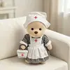 30cm Urso Articulado Médio Lina Roupas Urso Branco Boné de Bola Macacão Roupa Boneca Urso de Pelúcia Vestir