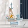Adornos de Modelo de Velero Mediterráneo Barco Artesanal Antiguo Barco de Conchas Azul y Blanco Adornos para Sala de Estar Comedor