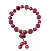 Pulseira de Cinnabar Natural de Baixo Conteúdo com Mantra de Seis Caracteres e Caractere de Bênção, Pulseira Redonda de Contas de Buda Unissex, Atacado para Presente