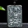 Jade Hetian de Xinjiang Zafiro Verde Torre Primera Calidad Material Fino Cuatro Brazos Guanyin Colgante de Paisaje para Hombres y Mujeres Colgante de Jade