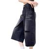 Shorts Jeans Cropped de Novo Estilo Americano de Rua para Mulheres, Desgastados Soltos de Perna Larga Emagrecedores Versáteis Calças Retas de Comprimento Médio